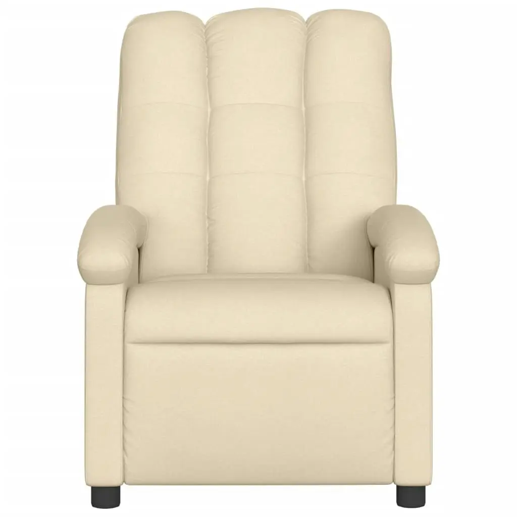 Massage Recliner Chair Cream Fabric 3205874