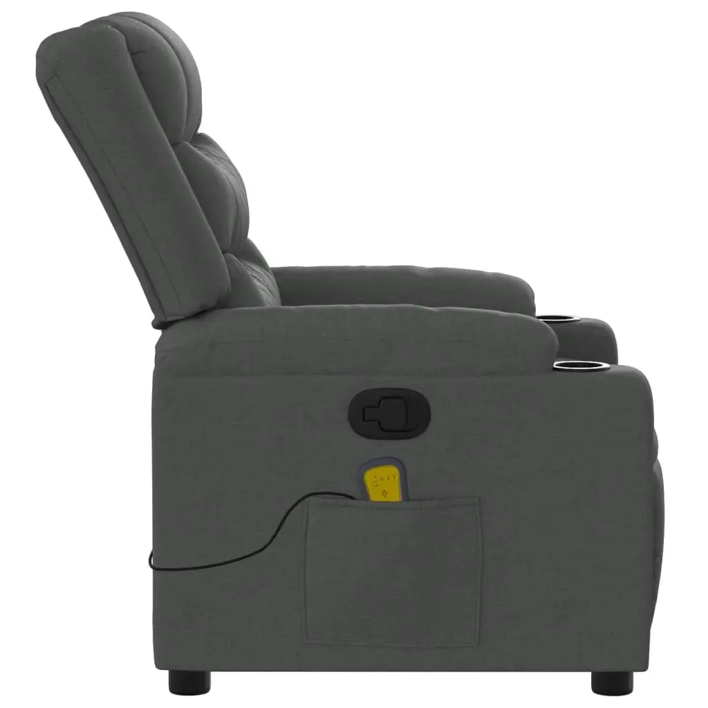 Massage Recliner Chair Dark Grey Fabric 3206892