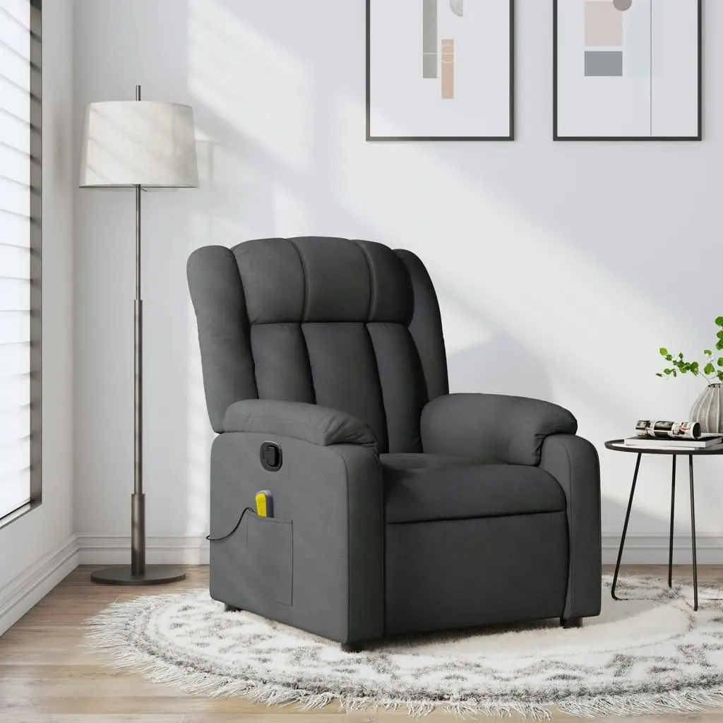 Massage Recliner Chair Dark Grey Fabric 3206253