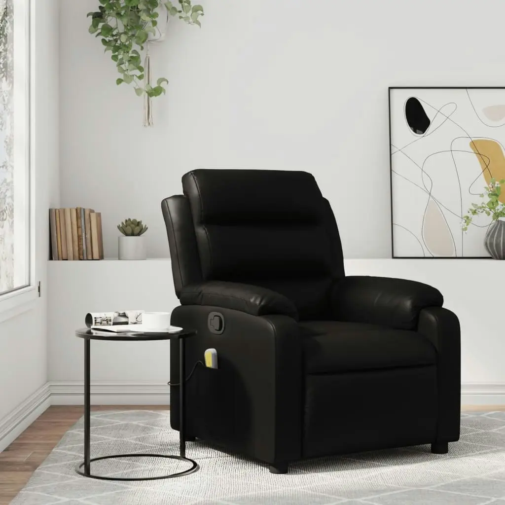 Massage Recliner Chair Black Faux Leather 3206160