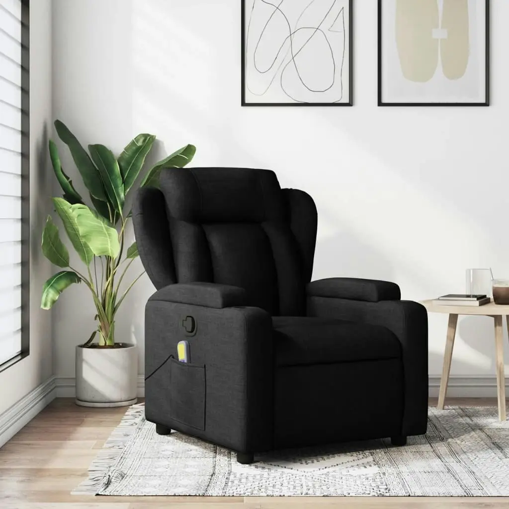 Massage Recliner Chair Black Fabric 3206002