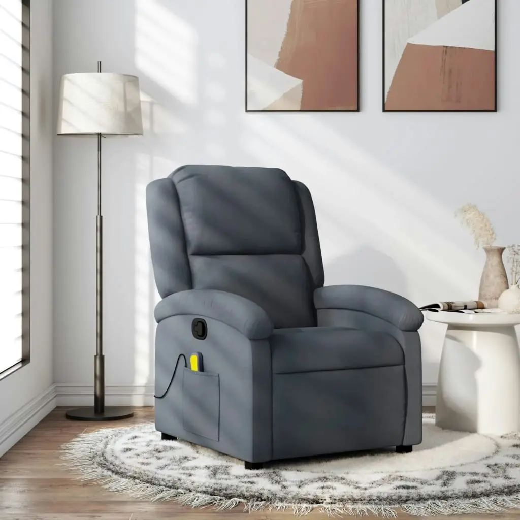 Massage Recliner Chair Dark Grey Velvet 3205953