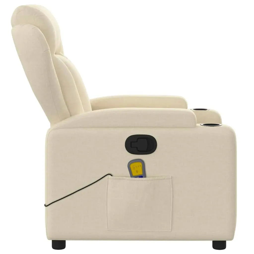 Massage Recliner Chair Cream Fabric 3206004