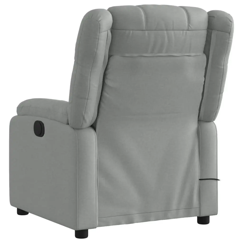 Massage Recliner Chair Light Grey Fabric 3206205