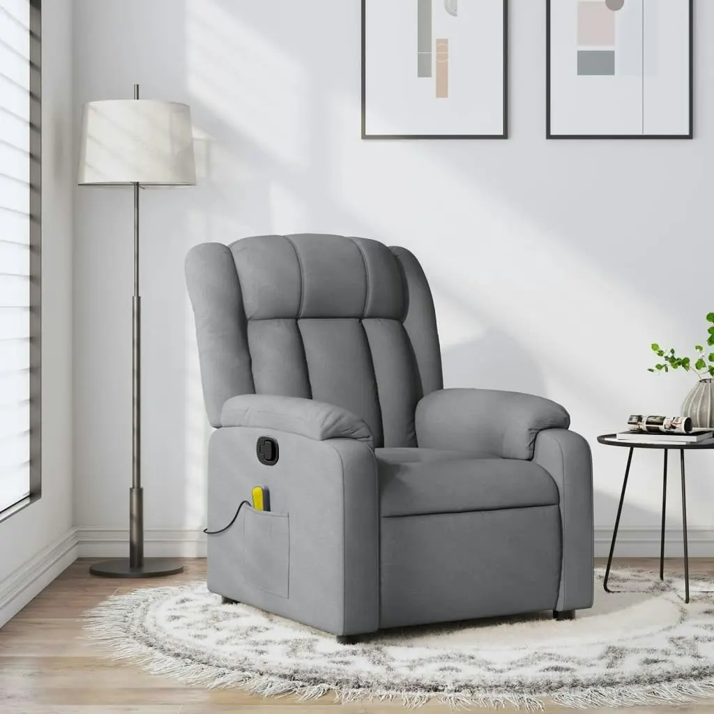 Massage Recliner Chair Light Grey Fabric 3206252