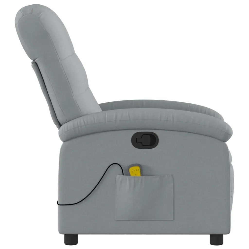 Massage Recliner Chair Light Grey Fabric 3205868