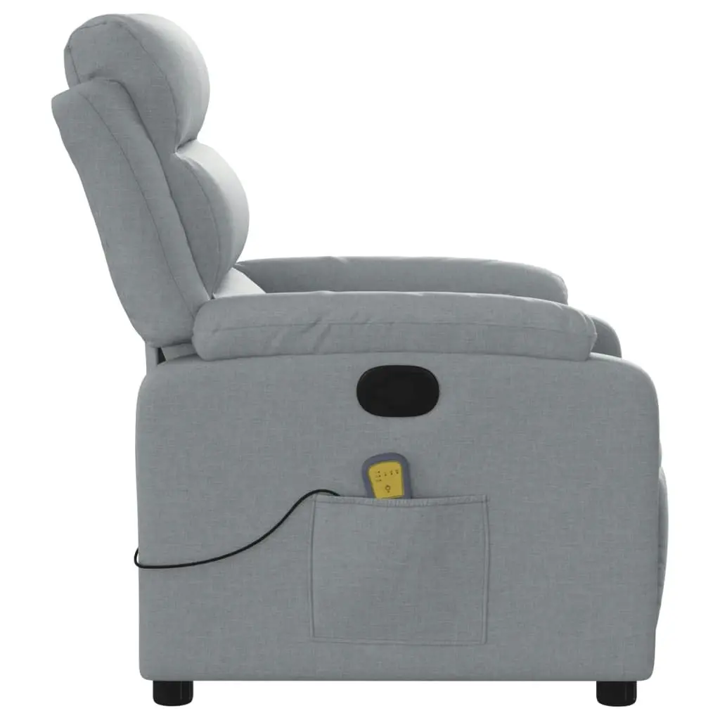 Massage Recliner Chair Light Grey Fabric 3206140