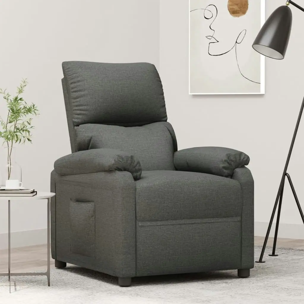 Recliner Chair Dark Grey Fabric 344904