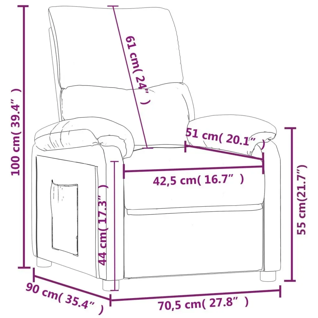 Recliner Chair Dark Grey Fabric 344904