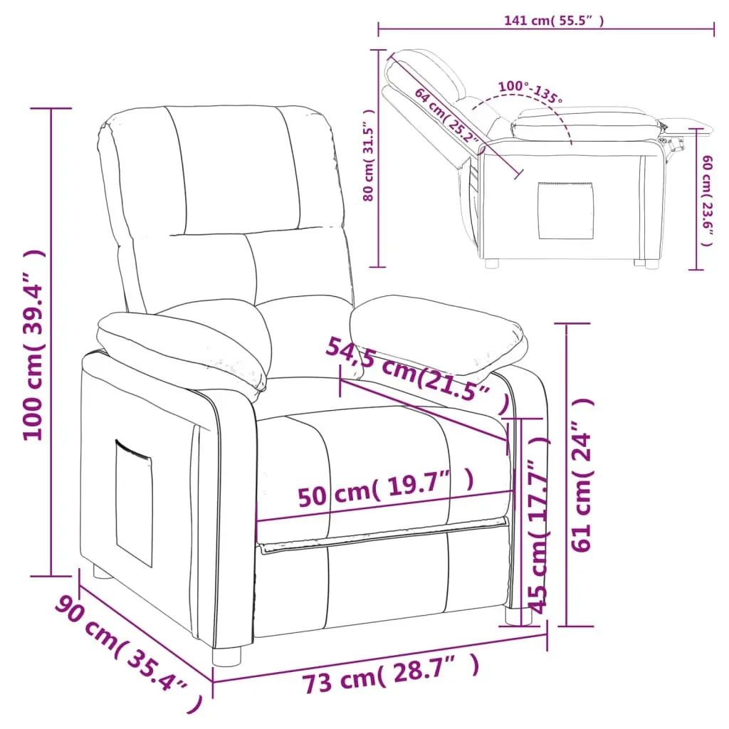 Recliner Chair Black Fabric 348277