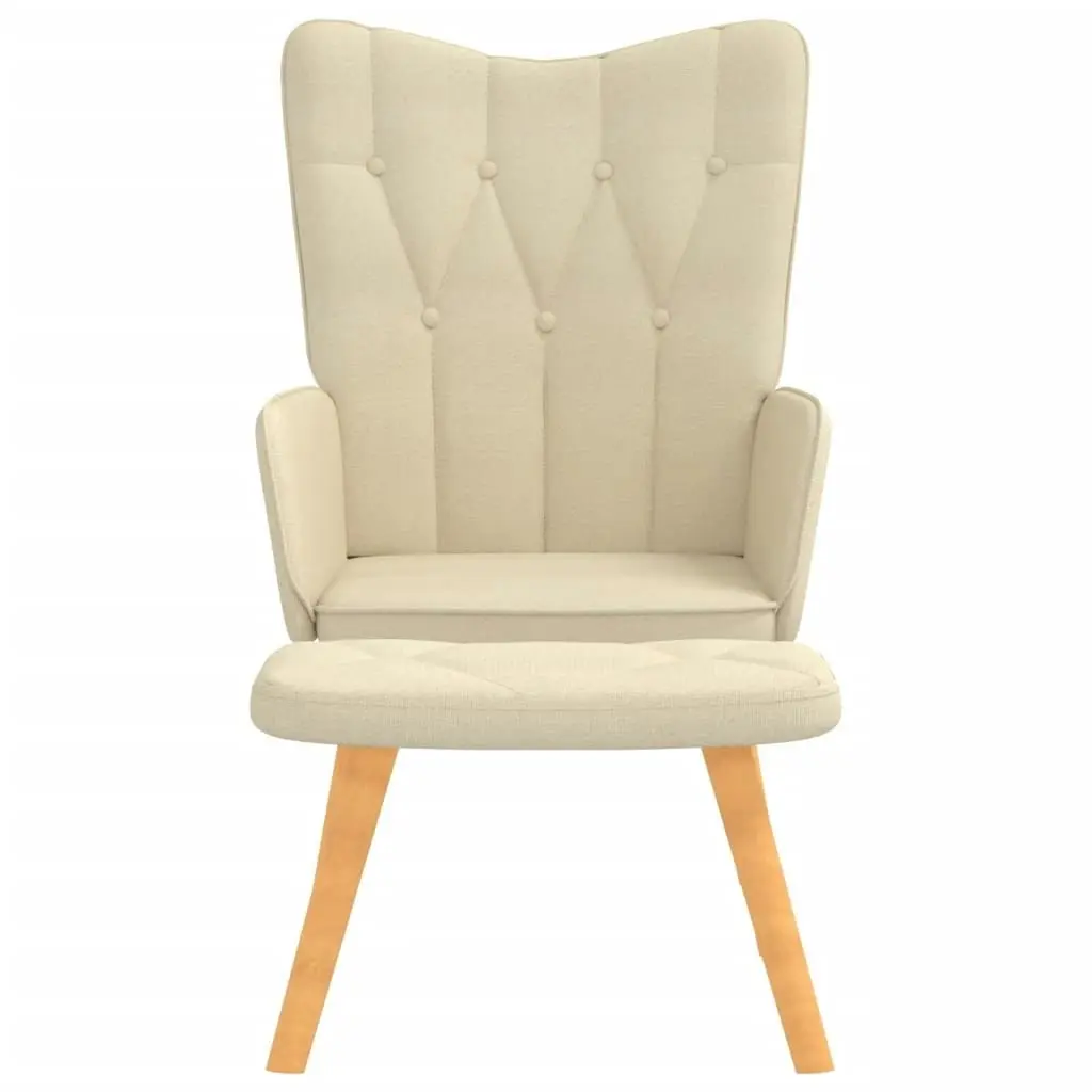 Relaxing Chair with a Stool Cream Fabric 327536