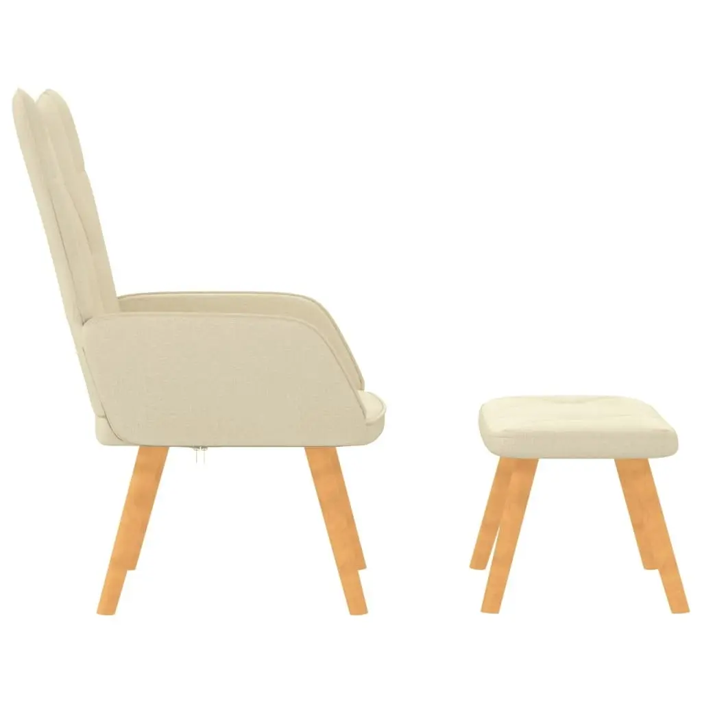 Relaxing Chair with a Stool Cream Fabric 327536