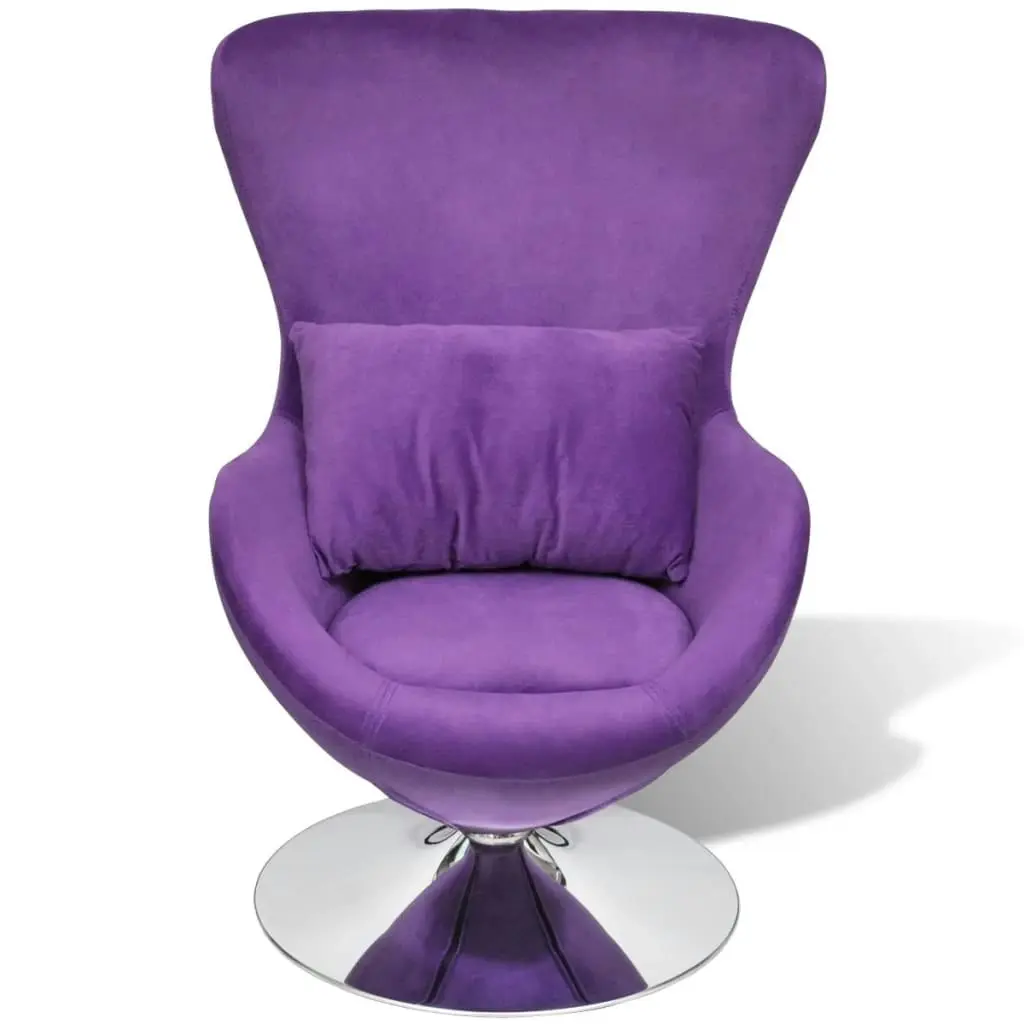 Swivel Egg Chair with Cushion Small Purple Velvet 241177