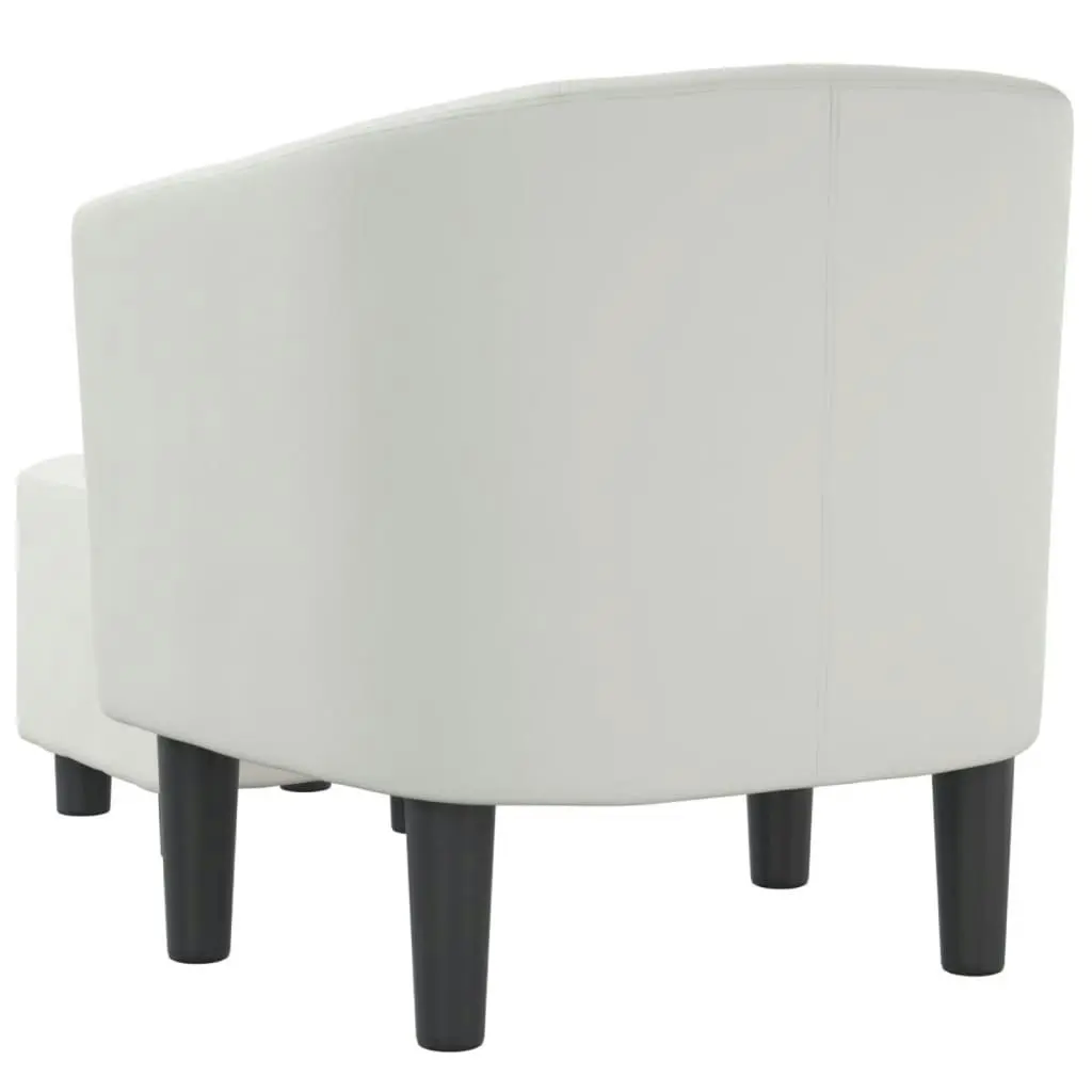 Tub Chair with Footstool White Faux Leather 356494