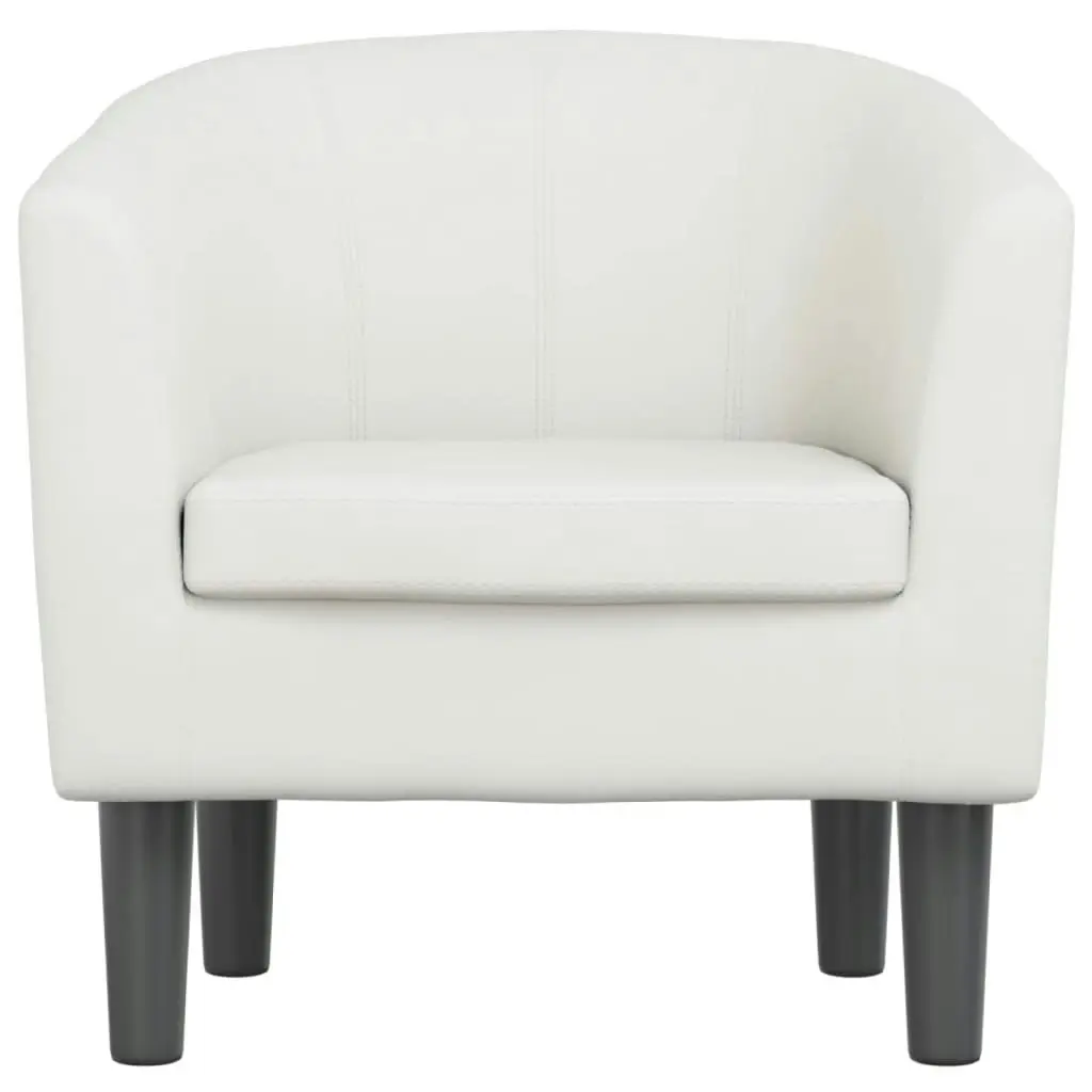 Tub Chair White Faux Leather 356488