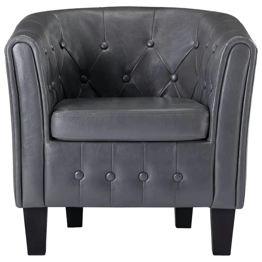 Tub Chair Grey Faux Leather 248040