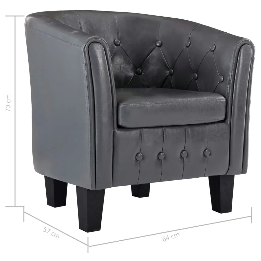 Tub Chair Grey Faux Leather 248040