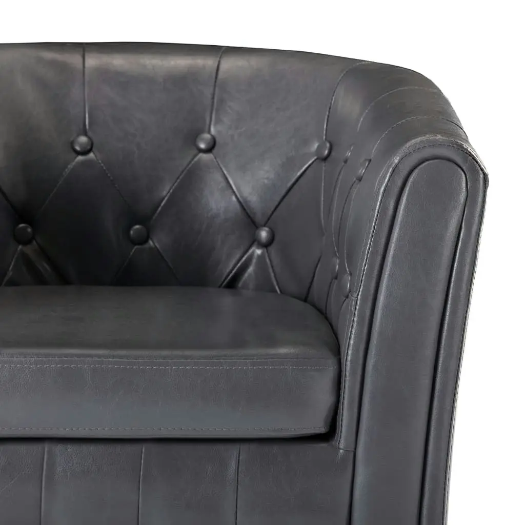 Tub Chair Grey Faux Leather 248040