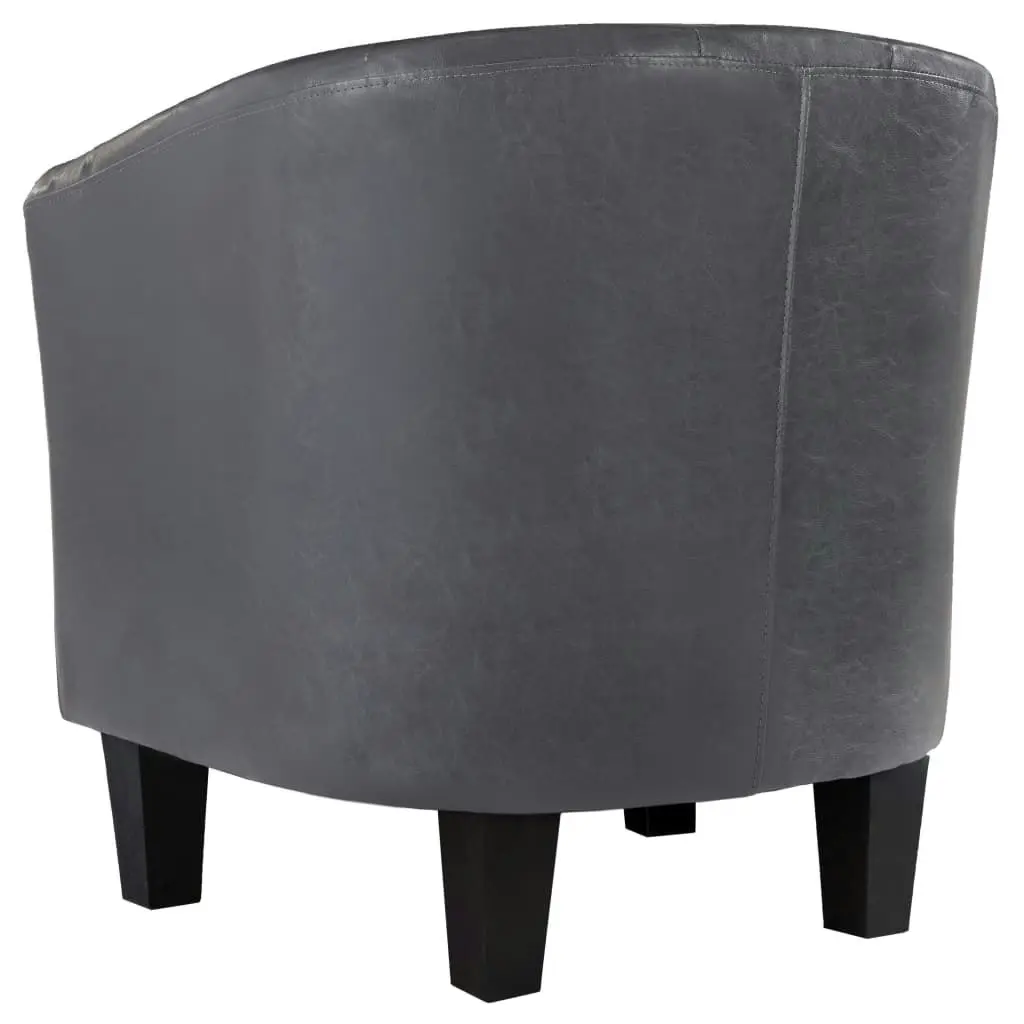 Tub Chair Grey Faux Leather 248040