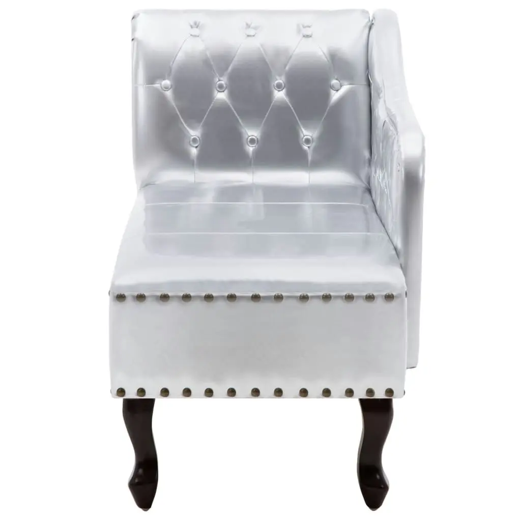 Chaise Longue Silver Faux Leather 60657