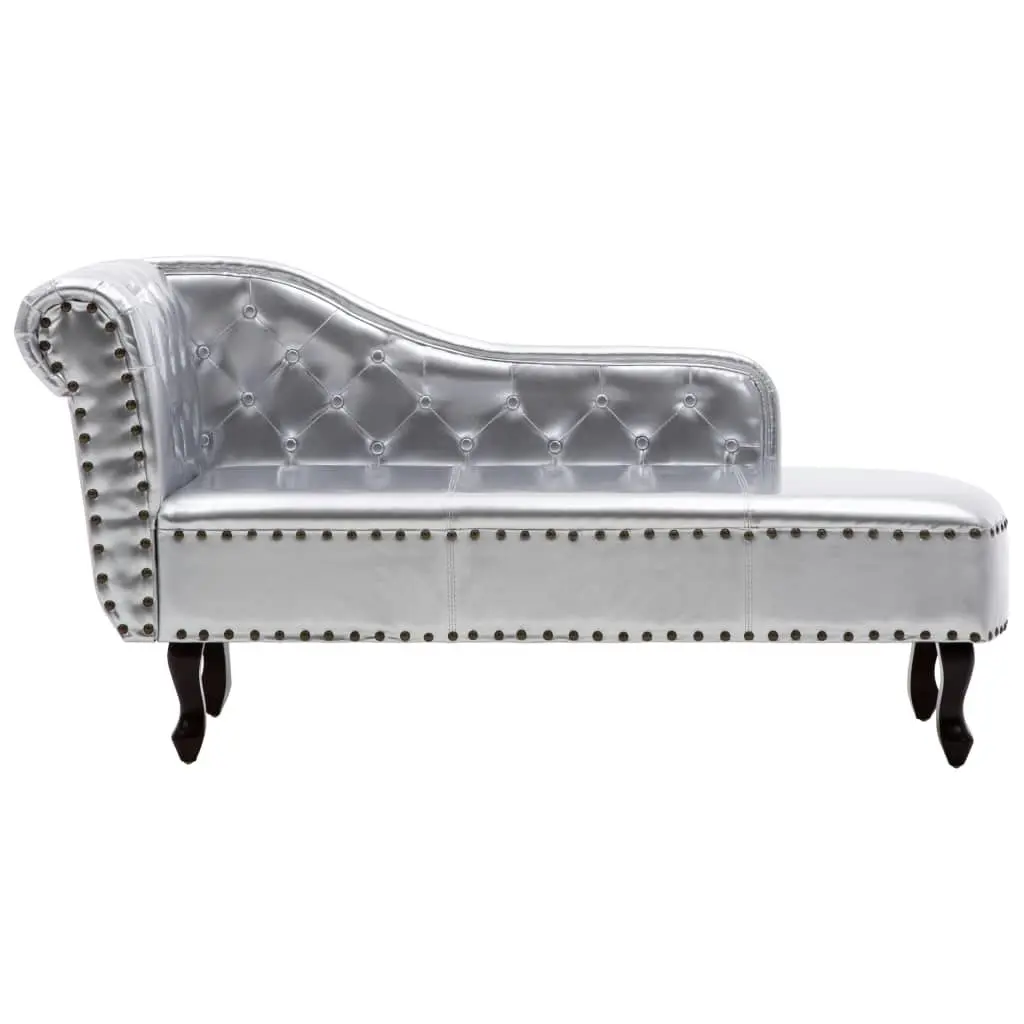 Chaise Longue Silver Faux Leather 60657