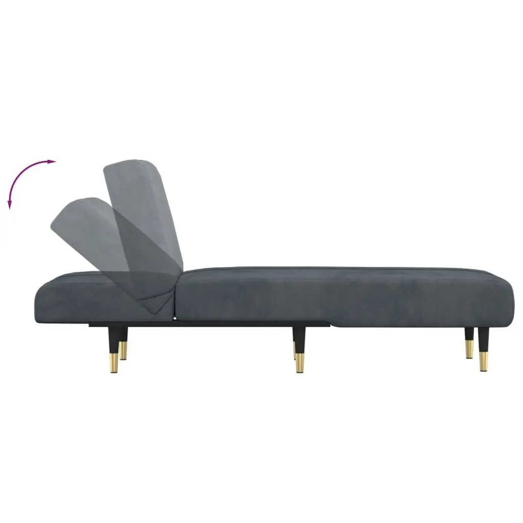 Chaise Longue Dark Grey Velvet 352794