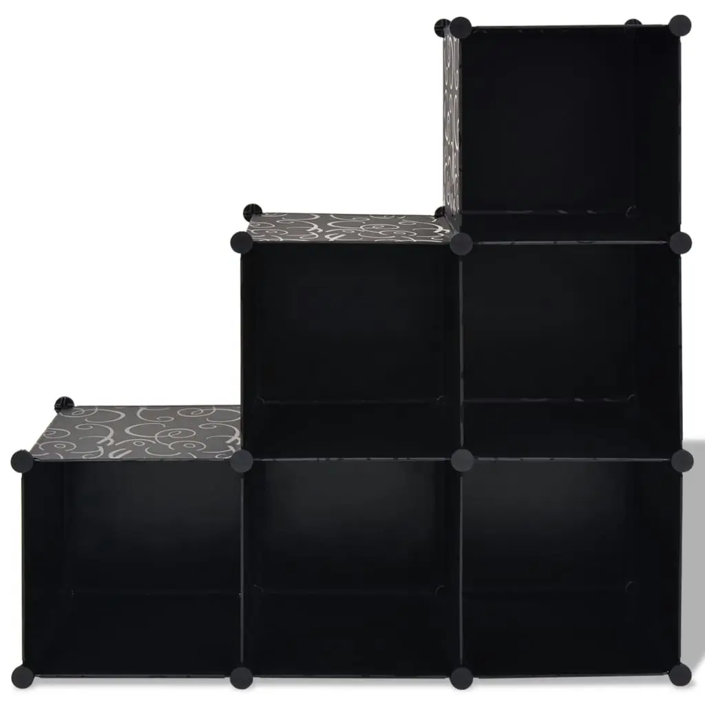 Storage Cube Organiser with 6 Compartments Black 244923