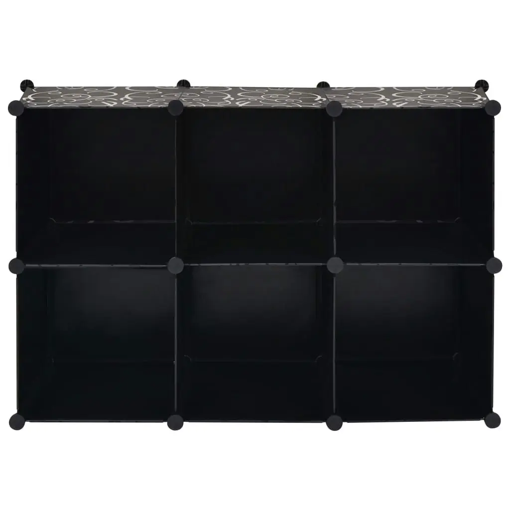 Storage Cube Organiser with 6 Compartments Black 244923