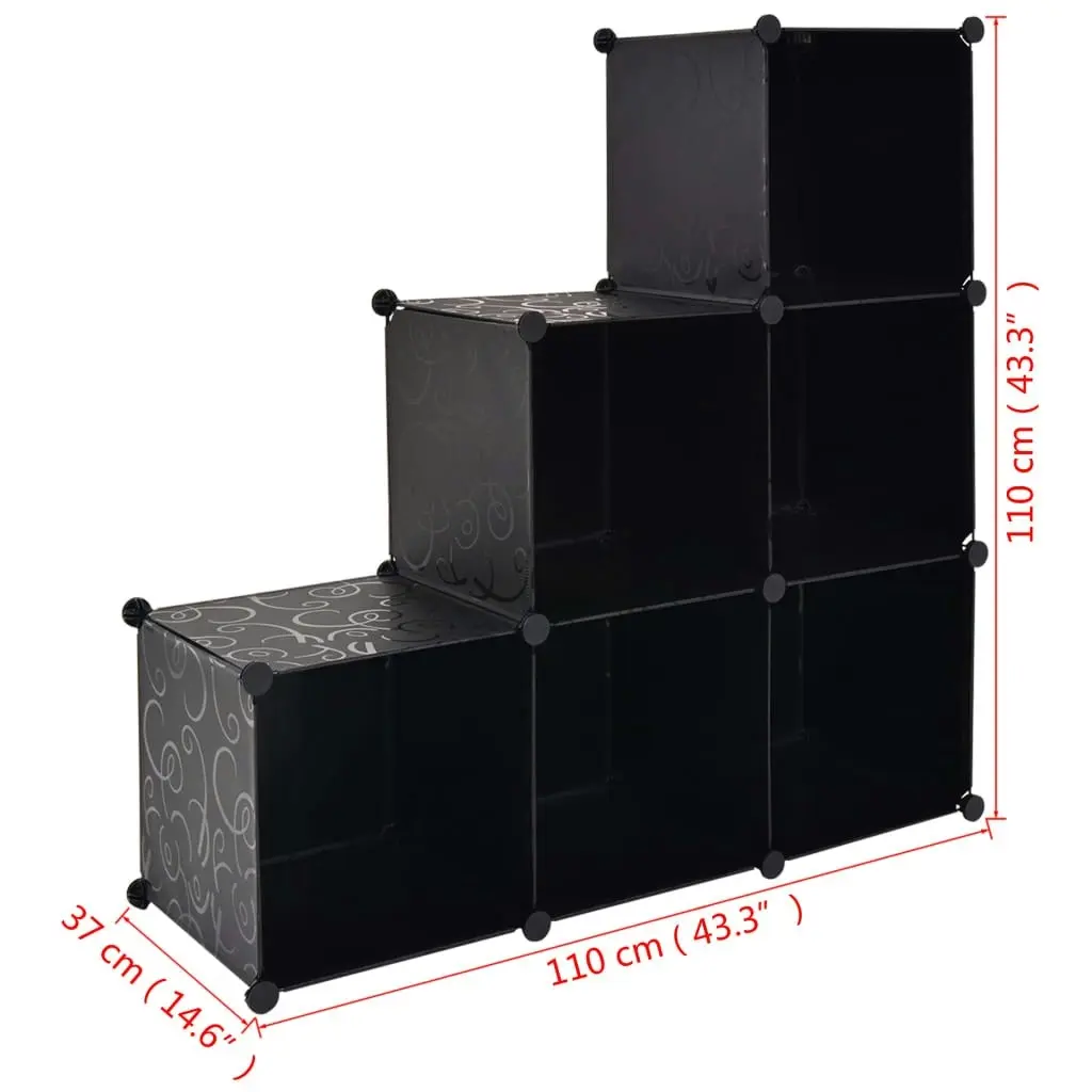 Storage Cube Organiser with 6 Compartments Black 244923