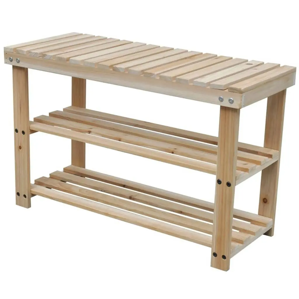 2-in-1 Shoe Rack with Bench Top 2 pcs Solid Wood 276040