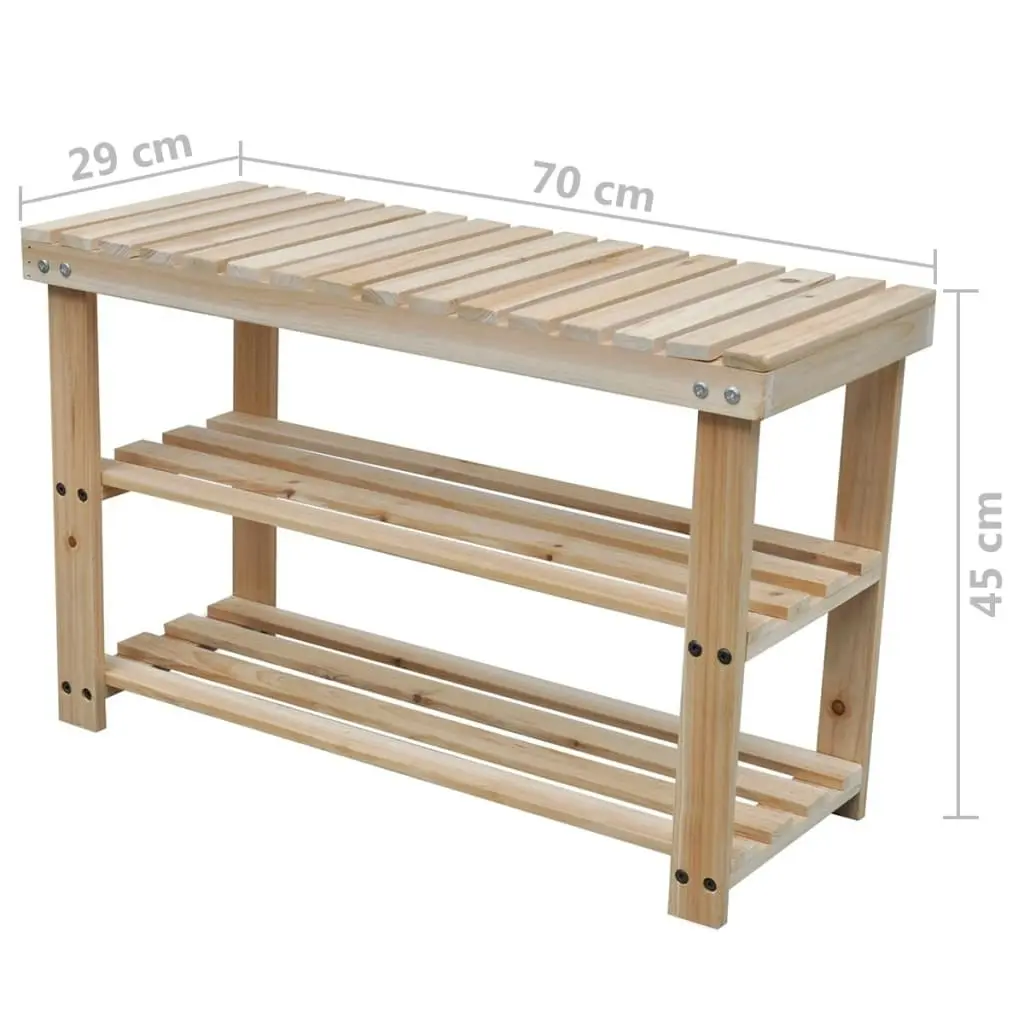 2-in-1 Shoe Rack with Bench Top 2 pcs Solid Wood 276040