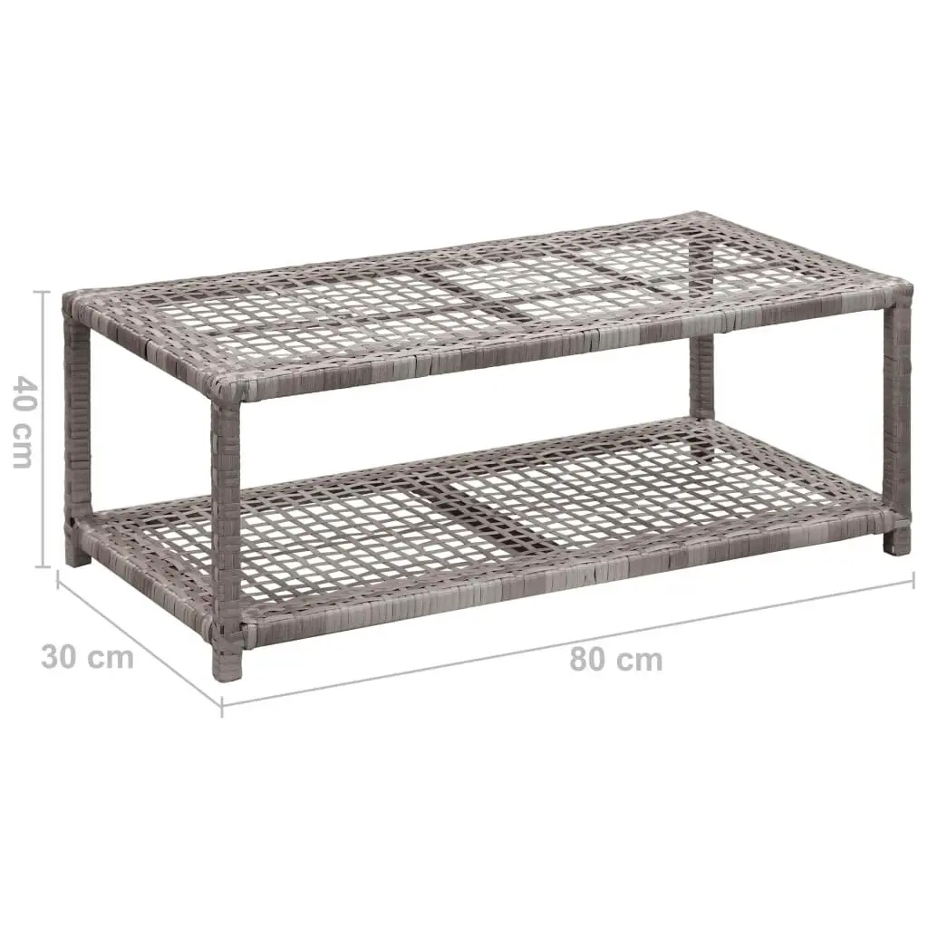 Shoe Bench Grey 80x40x30 cm Poly Rattan 46979