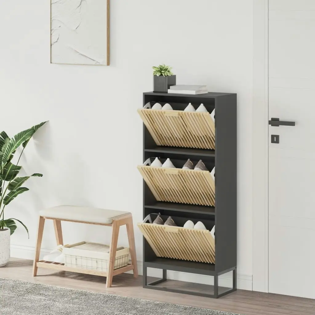 Shoe Cabinet Black 52x25x120 cm Engineered Wood 352128