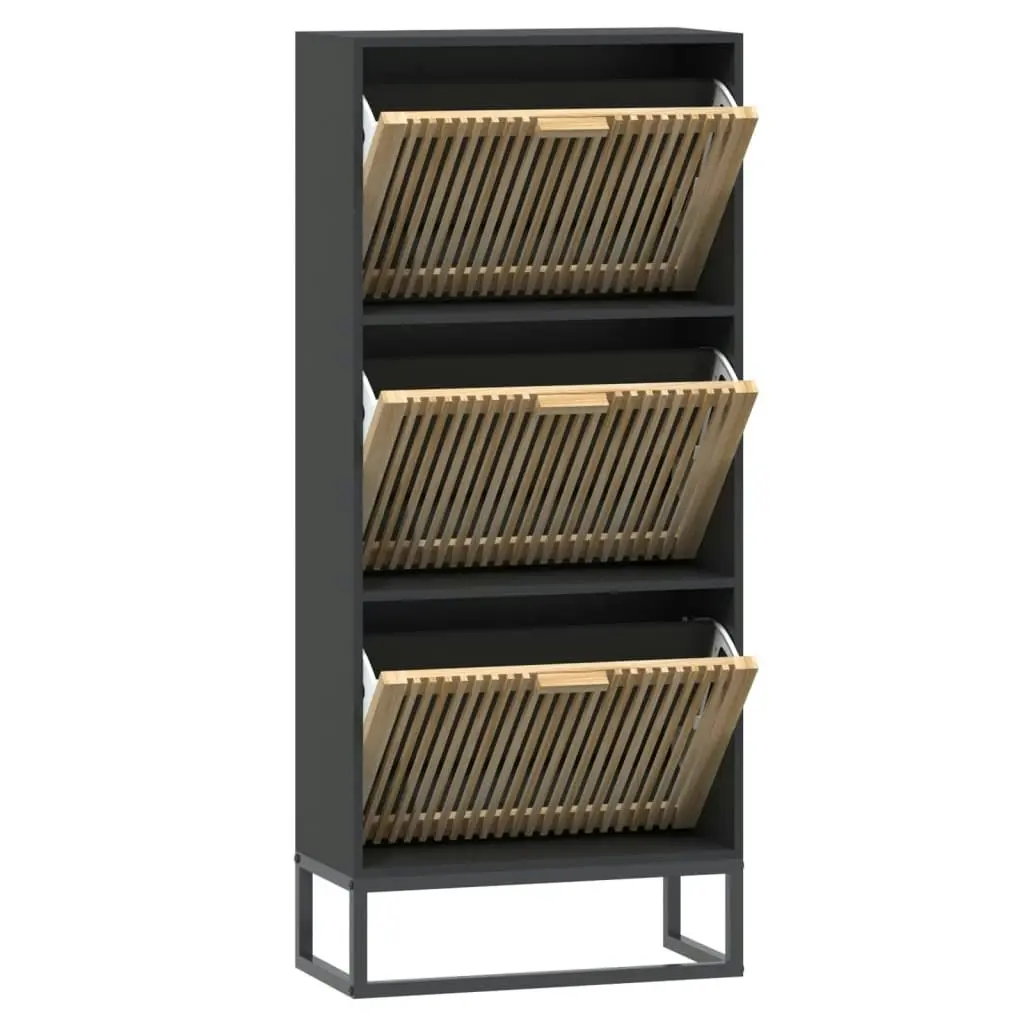 Shoe Cabinet Black 52x25x120 cm Engineered Wood 352128