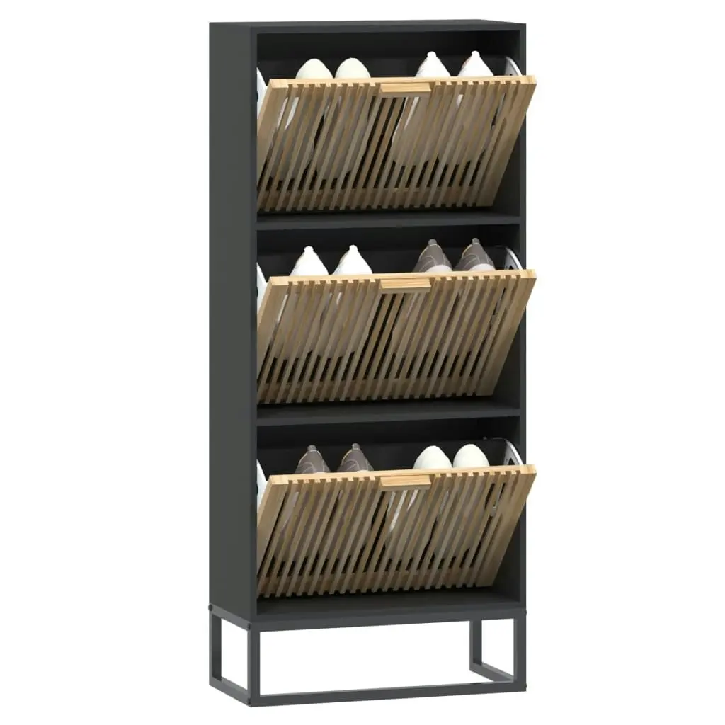 Shoe Cabinet Black 52x25x120 cm Engineered Wood 352128