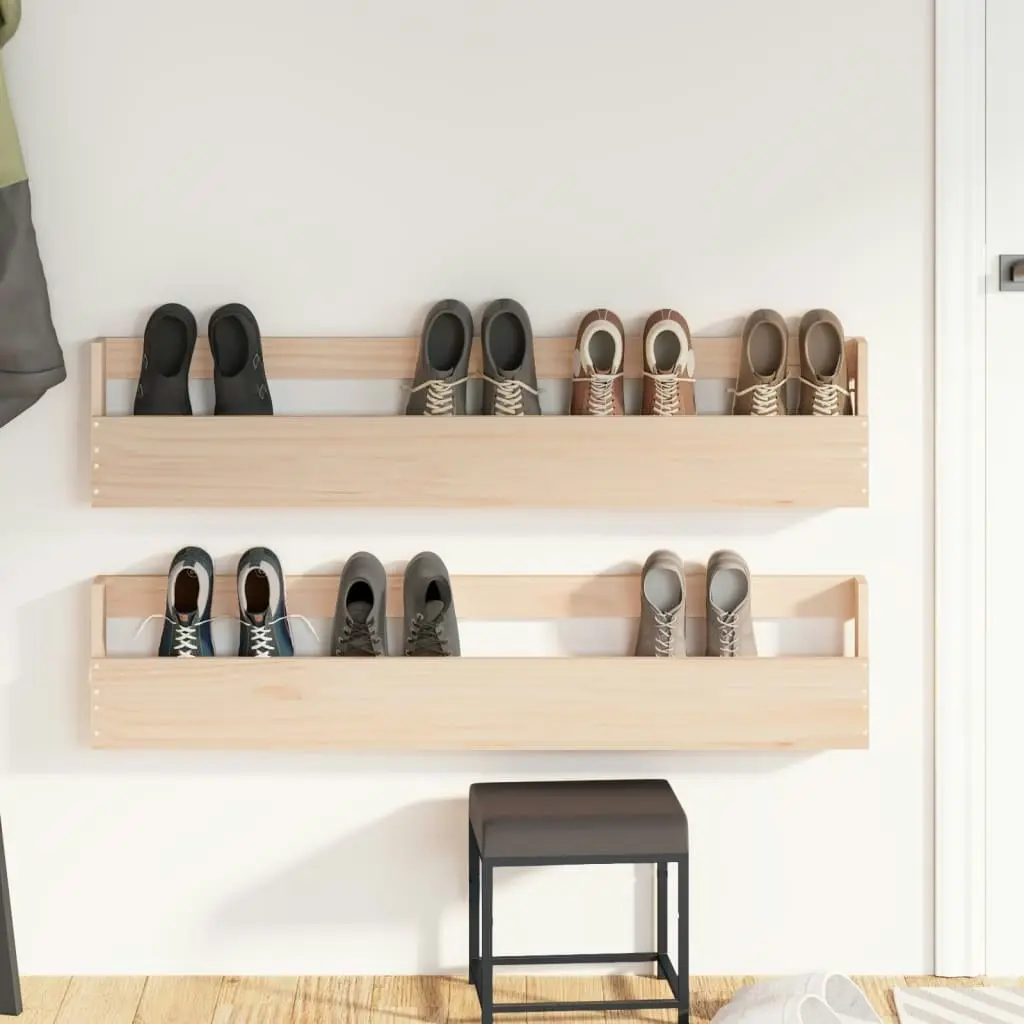 Wall-mounted Shoe Racks 2 pcs 110x9x23 cm Solid Wood Pine 833275