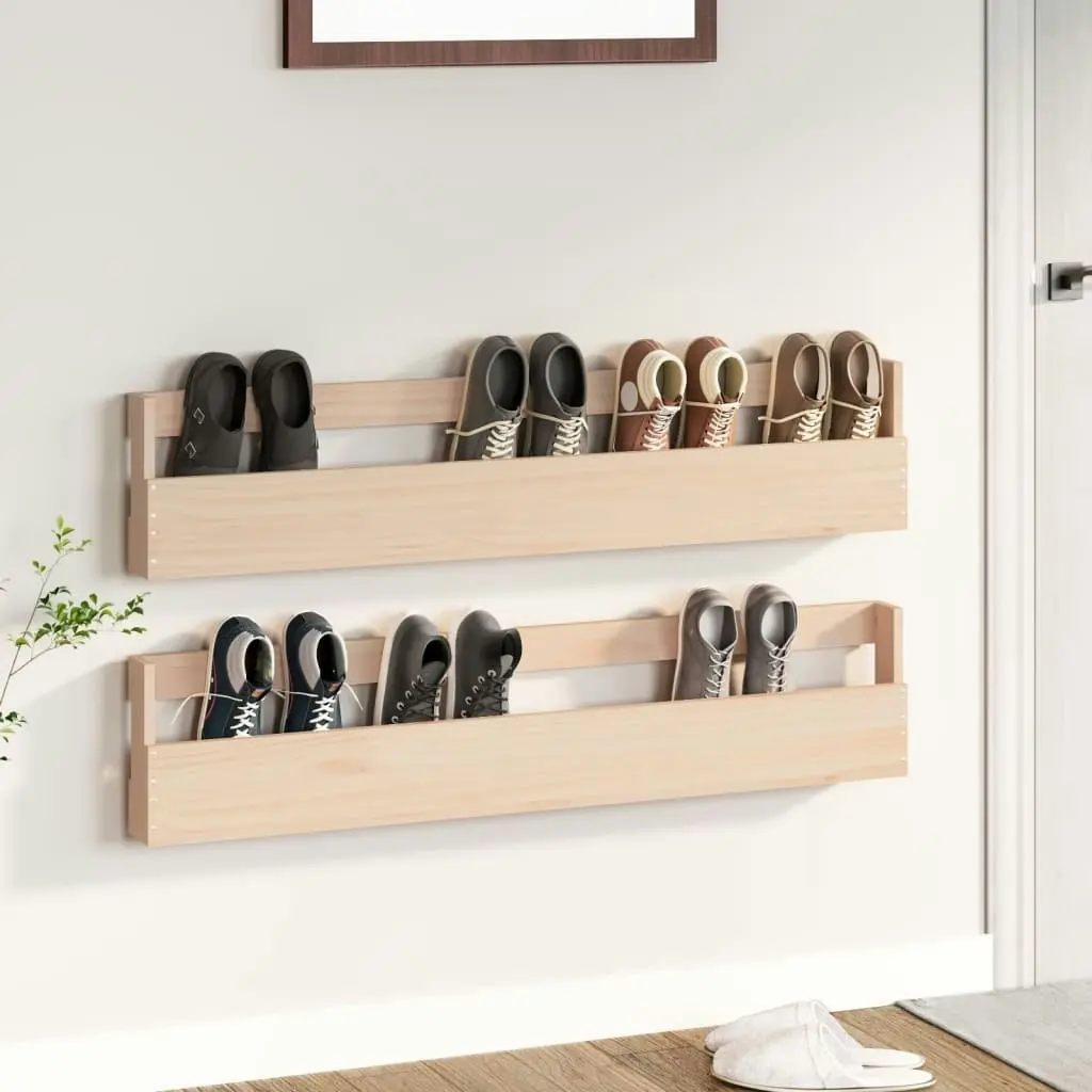 Wall-mounted Shoe Racks 2 pcs 110x9x23 cm Solid Wood Pine 833275