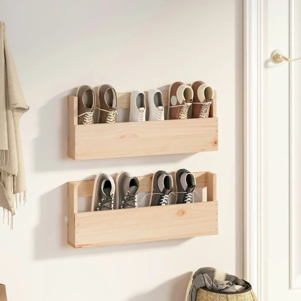 Wall-mounted Shoe Racks 2 pcs 59x9x23 cm Solid Wood Pine 833273