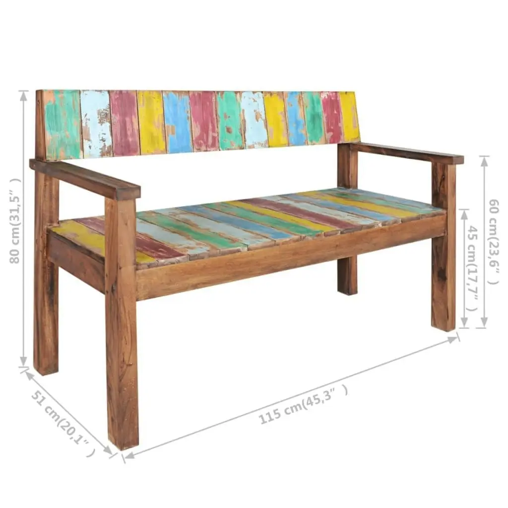 Bench 115 cm Solid Reclaimed Wood 326182