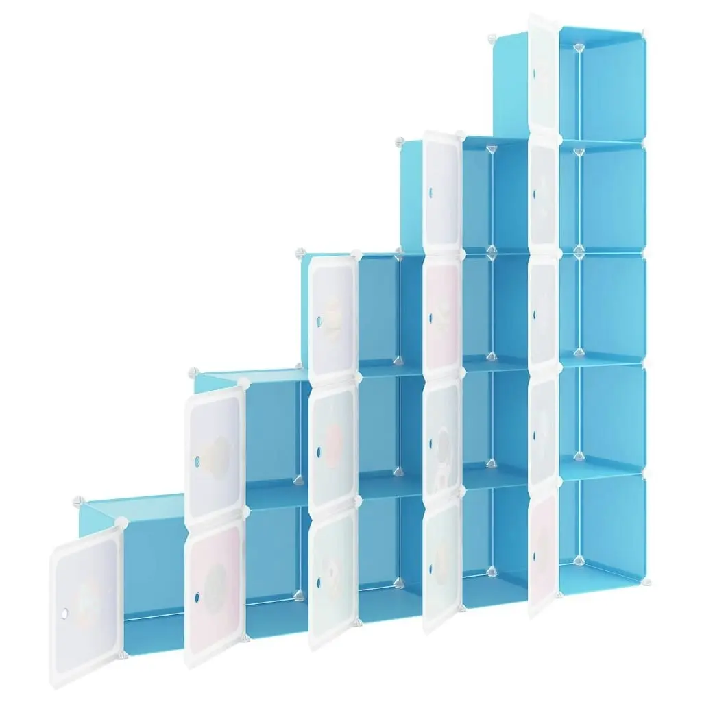 Cube Storage Cabinet for Kids with 15 Cubes Blue PP 340576