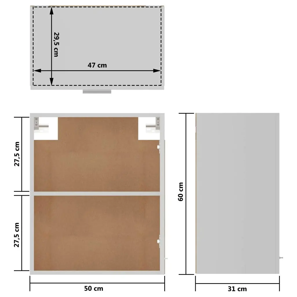 Hanging Cabinets 2 pcs White 50x31x60 cm Engineered Wood 805078