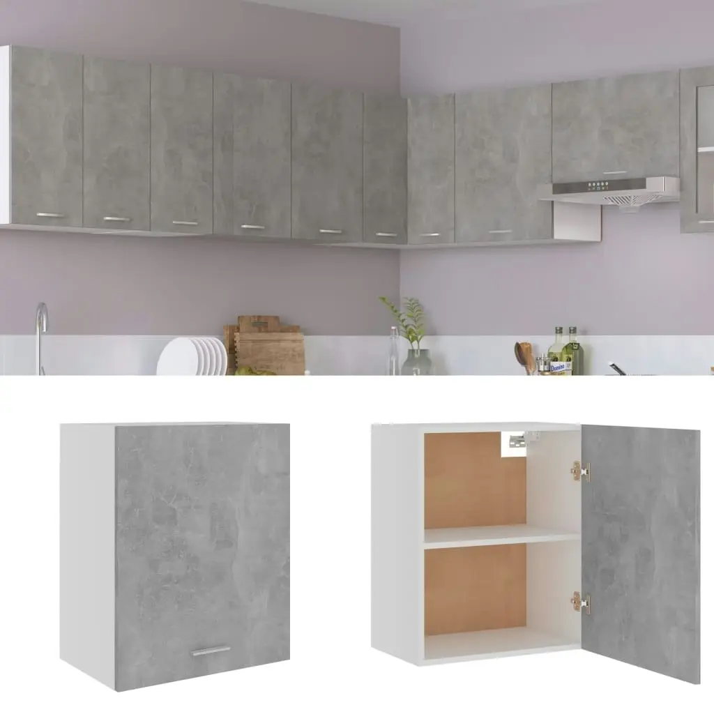 Hanging Cabinet Concrete Grey 50x31x60 cm Engineered Wood 801264