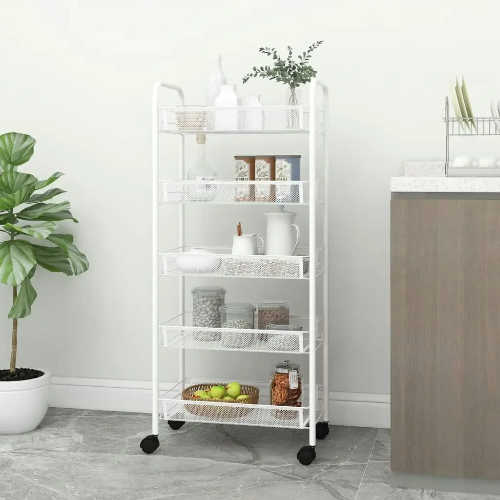 5-Tier Kitchen Trolley White 46x26x105 cm Iron 336329