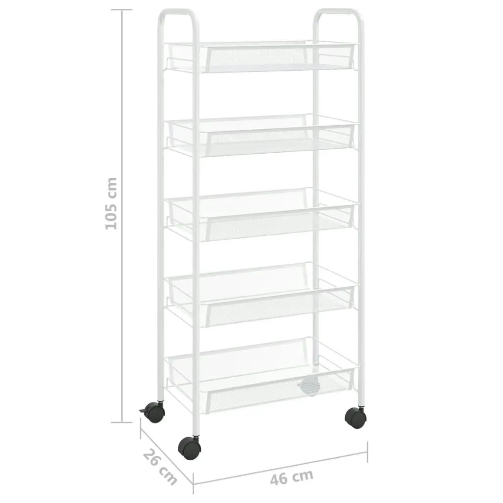 5-Tier Kitchen Trolley White 46x26x105 cm Iron 336329