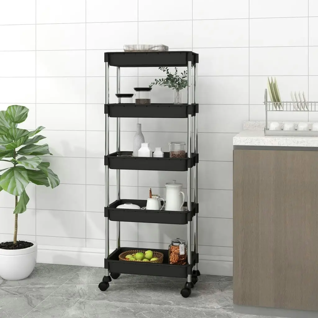 5-Tier Kitchen Trolley Black 42x29x128 cm Iron and ABS 336331