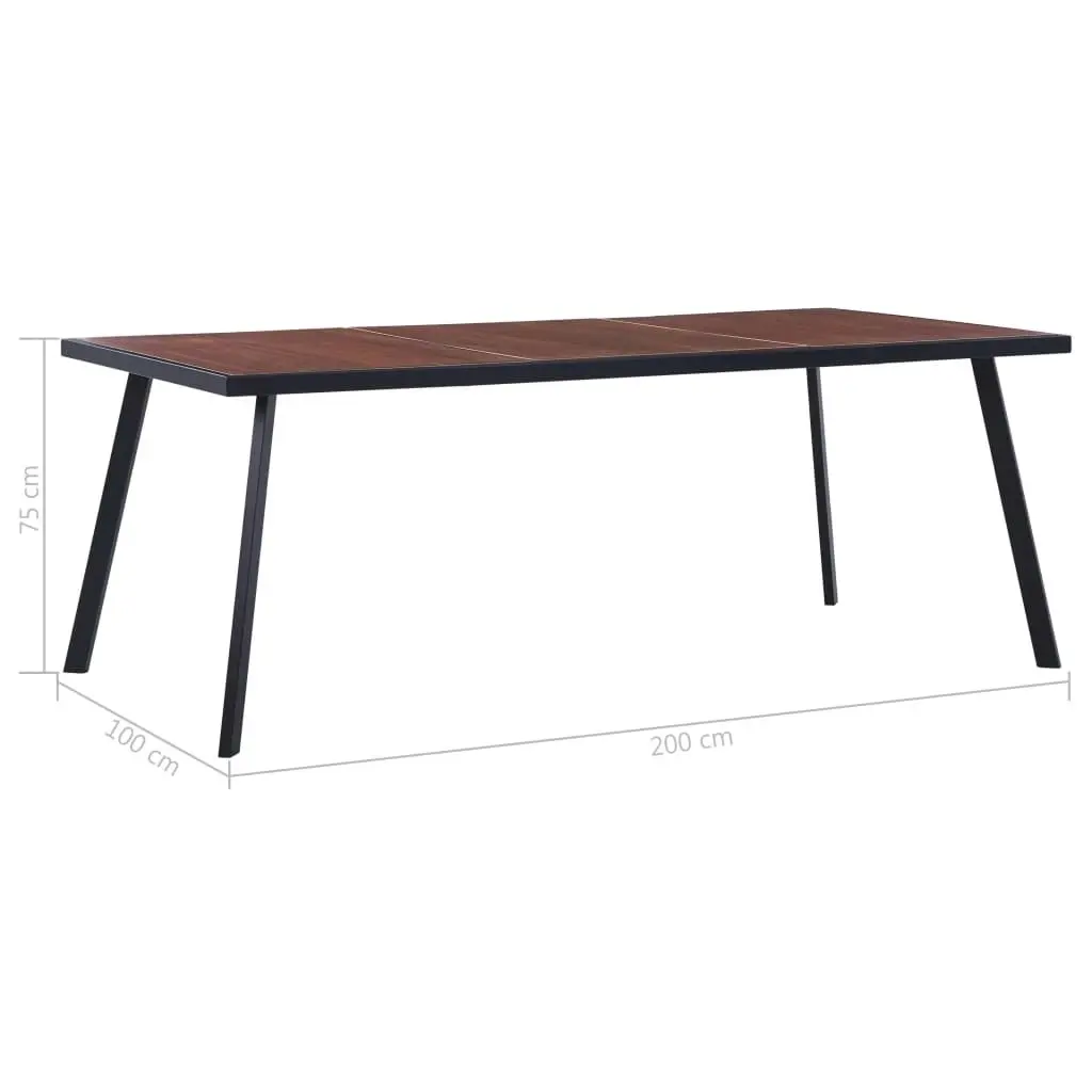 Dining Table Dark Wood and Black 200x100x75 cm MDF 281866