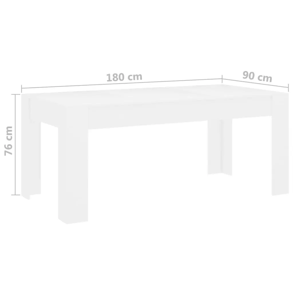 Dining Table White 180x90x76 cm Engineered Wood 801301