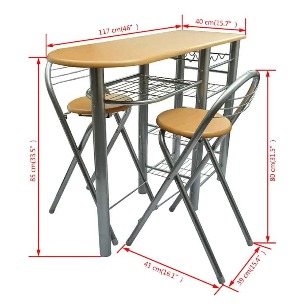 Kitchen / Breakfast Bar / Table and Chairs Set Wood 240096