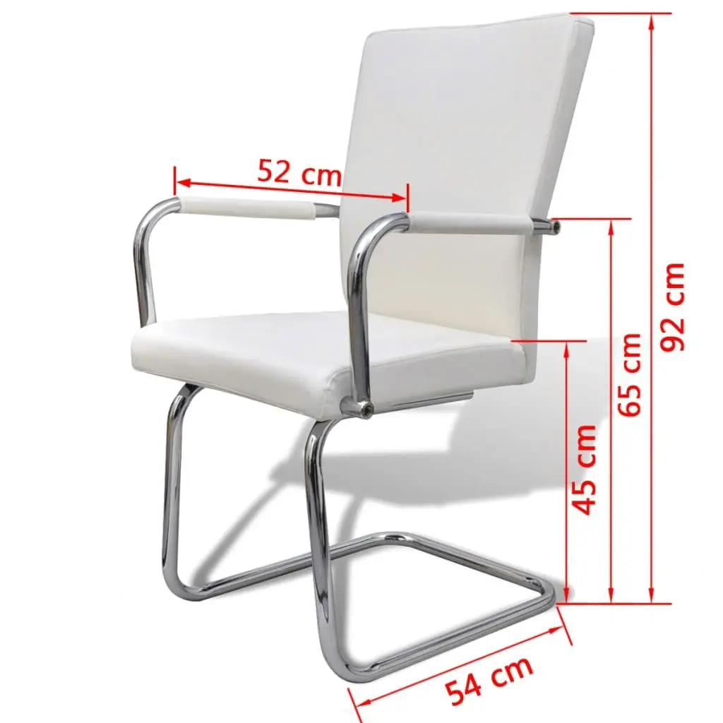 Cantilever Dining Chairs 4 pcs White Faux Leather 270163