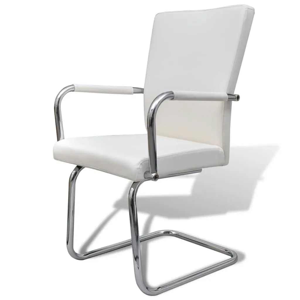 Cantilever Dining Chairs 4 pcs White Faux Leather 270163